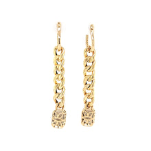 Load image into Gallery viewer, Yellow Gold Smokey Quartz Chain Dangle Earrings (I7537)
