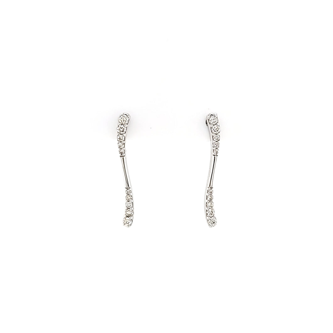 14k White Gold Diamond Wavy Earrings (I7095)