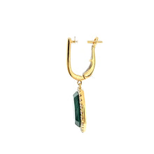 Load image into Gallery viewer, 18k Yellow Gold Malachite &amp; Diamond Octagon Earrings (I6634)
