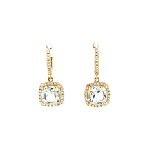 Load image into Gallery viewer, Yellow Gold Green Amethyst &amp; Diamond Earrings (I6667)

