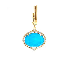 Load image into Gallery viewer, 18k Yellow Gold Oval Turquoise Earrings (I6610)
