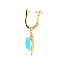 Load image into Gallery viewer, 18k Yellow Gold Oval Turquoise Earrings (I6610)
