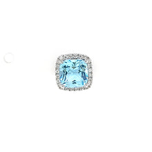 Load image into Gallery viewer, 18k White Gold Blue Topaz &amp; Diamond Halo Stud Earrings (I6671)
