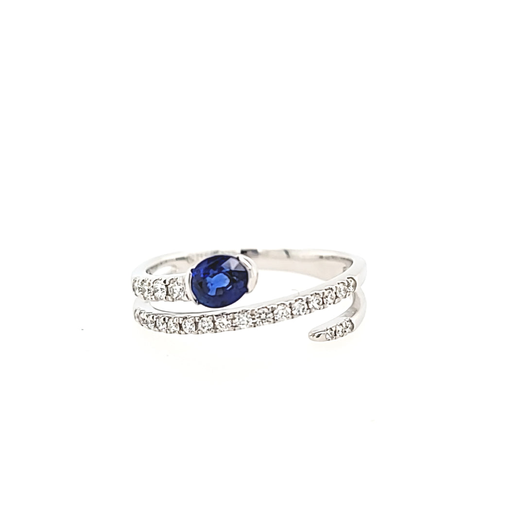 White Gold Sapphire & Diamond Wraparound Ring (I7164)