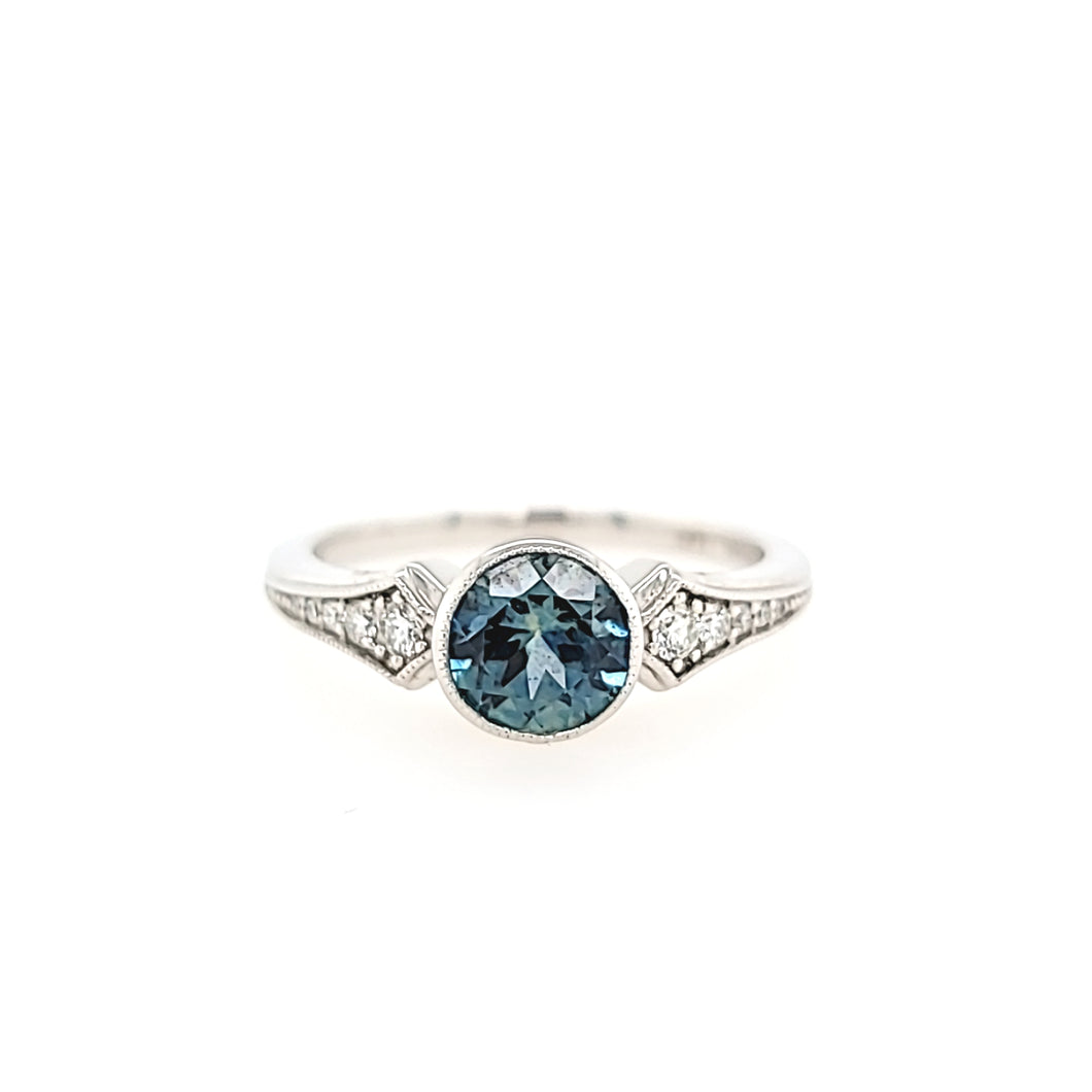 White Gold Montana Sapphire & Diamond Ring (I6072)