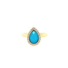 Load image into Gallery viewer, 18k Yellow Gold Pear Shaped Turquoise &amp; Diamond Ring (I6665)
