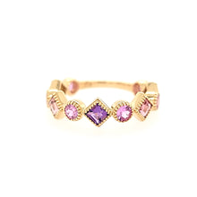 Load image into Gallery viewer, 14k Yellow Gold Pink Tourmaline, Amethyst &amp; Pink Sapphire Ring (I7450)
