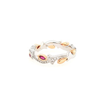 Load image into Gallery viewer, 14k White &amp; Rose Gold Ruby &amp; Diamond Vine Ring (I2876)
