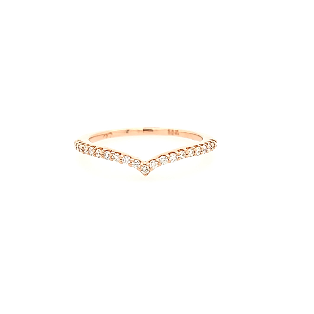 14k Rose Gold Diamond Chevron Ring (I7009)