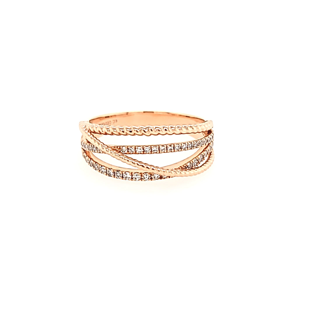 14k Rose Gold Diamond Crossover Ring (I6603)