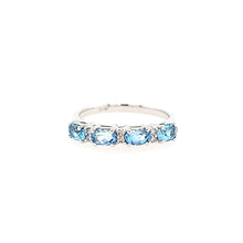 Load image into Gallery viewer, 14k White Gold Oval Aquamarine &amp; Diamond Row Ring (I6656)
