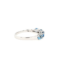 Load image into Gallery viewer, 14k White Gold Oval Aquamarine &amp; Diamond Row Ring (I6656)

