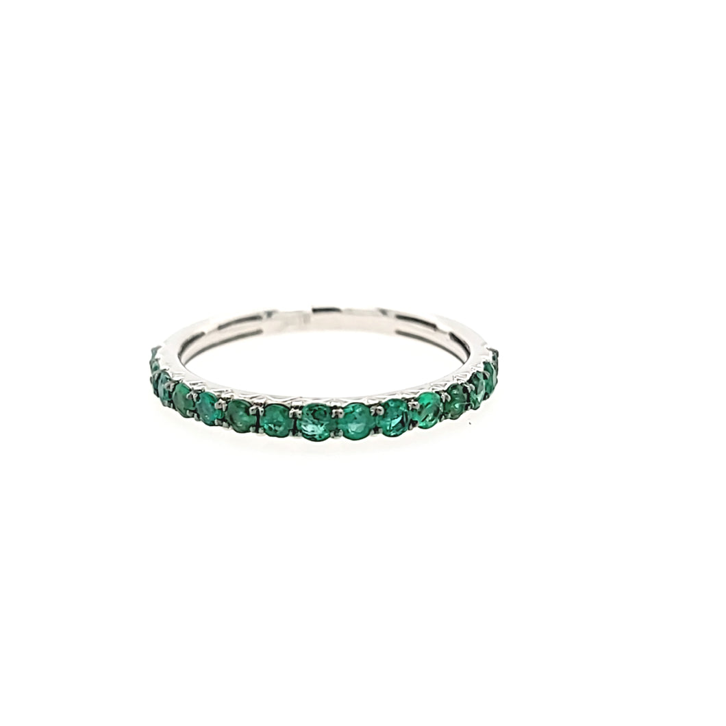 White Gold Emerald Stacker Ring (I7448)