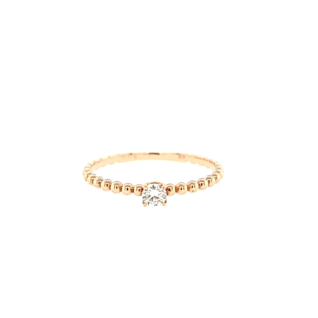 18k Rose Gold Beaded Diamond Stacker Ring (I2749)