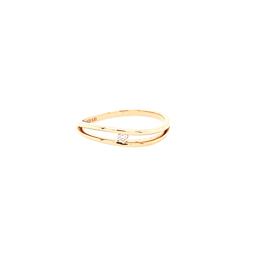 14k Yellow Gold Floating Diamond Wave Ring (I7268)