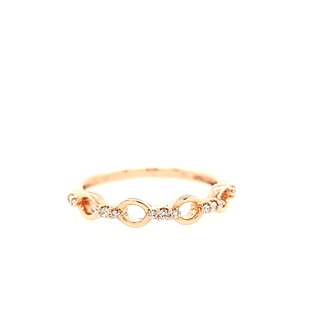 14k Rose Gold Diamond Link Ring (I6456)