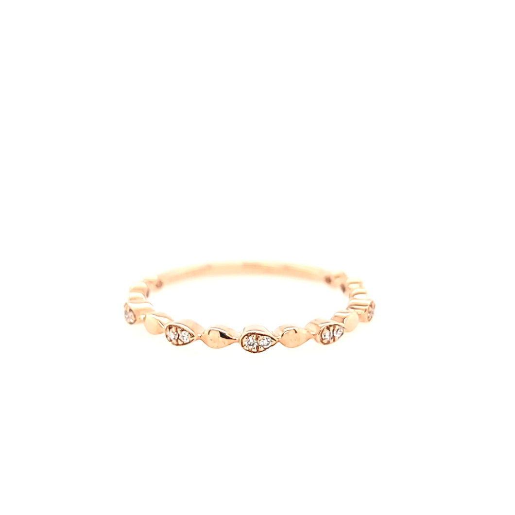 14k Rose Gold Diamond Pod Stacker Ring (I7054)