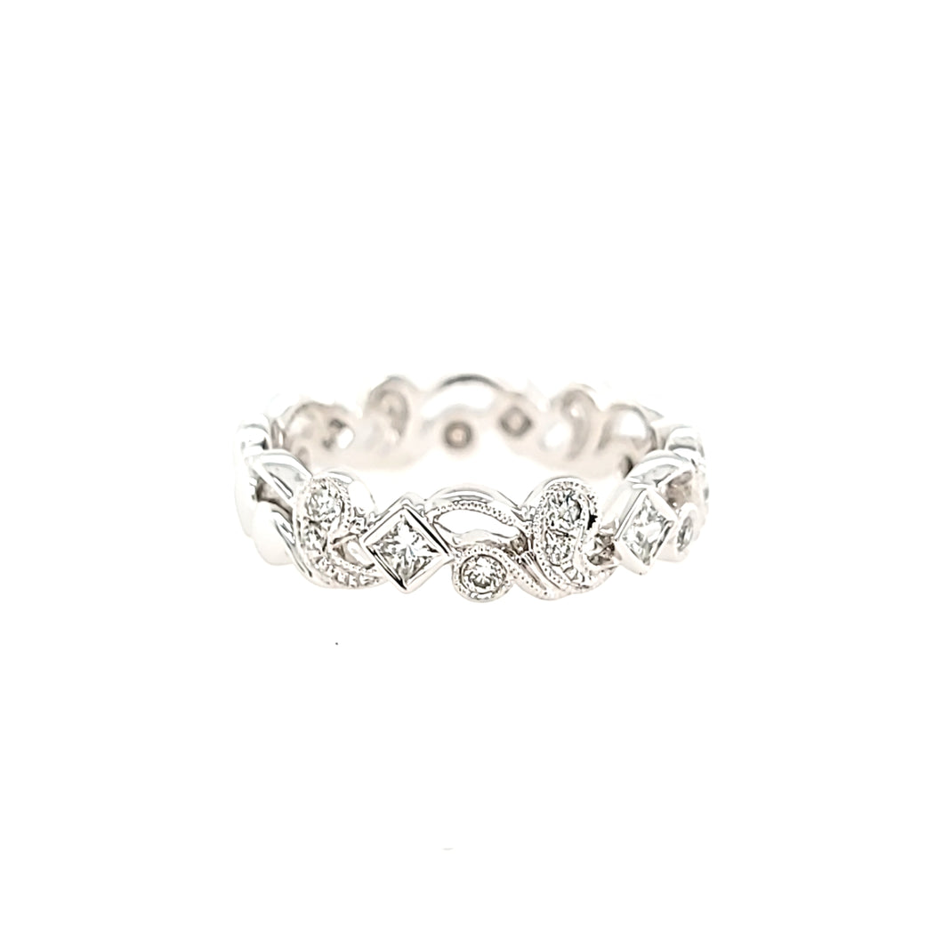 14k White Gold Princess Cut Diamond Paisley Ring (I2836)