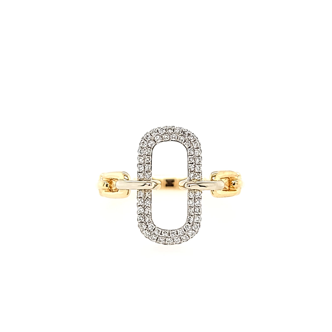 14k Yellow Gold Diamond Paperclip Link Ring (I6528)