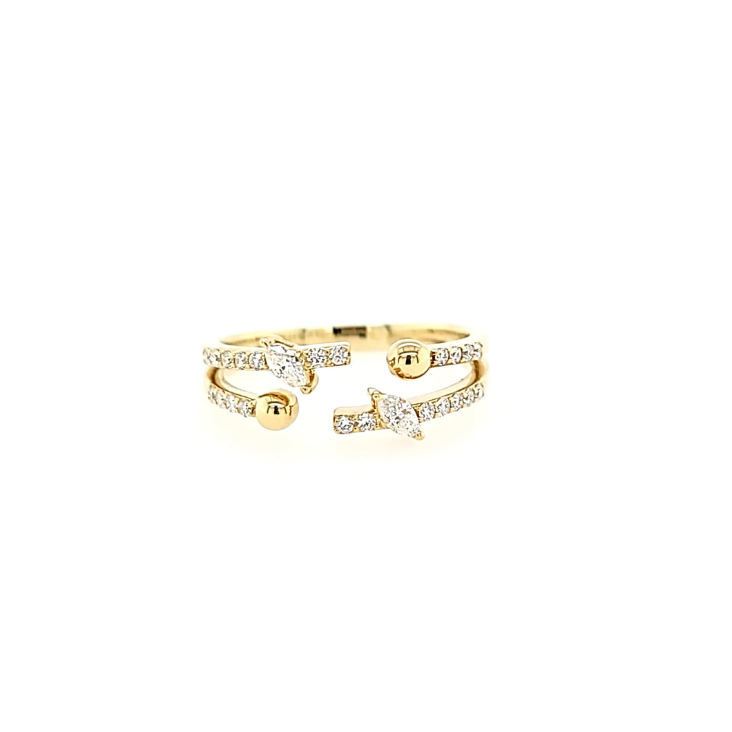 Yellow Gold Open Double Band Diamond Ring (I6074)