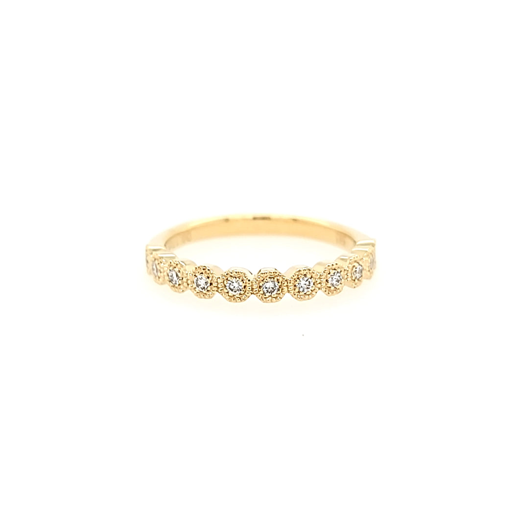 14k Yellow Gold Textured Bezel Diamond Ring (I7653)