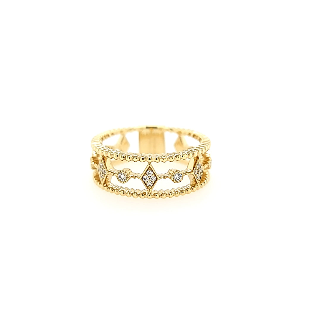 14k Yellow Gold Star Wide Ring (I6061)