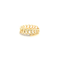 Load image into Gallery viewer, 14k Yellow Gold Chain &amp; Pave Diamond Band Ring Set (I7444)
