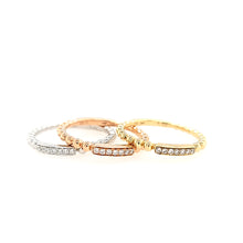 Load image into Gallery viewer, 14k Tri-Color Beaded Band Ring Set (I2689)

