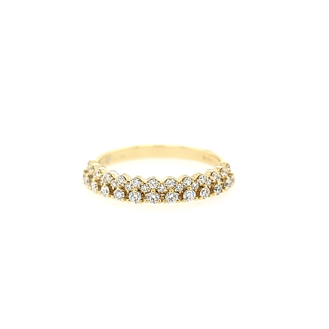 14k Yellow Gold Double Row Diamond Ring (I6070)