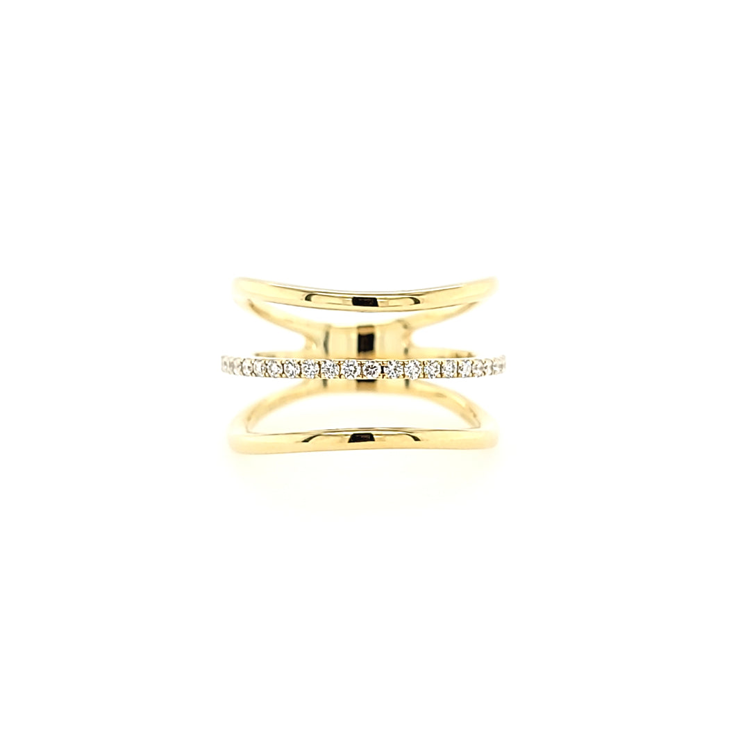 Yellow Gold Triple Band Diamond Ring (I6823)