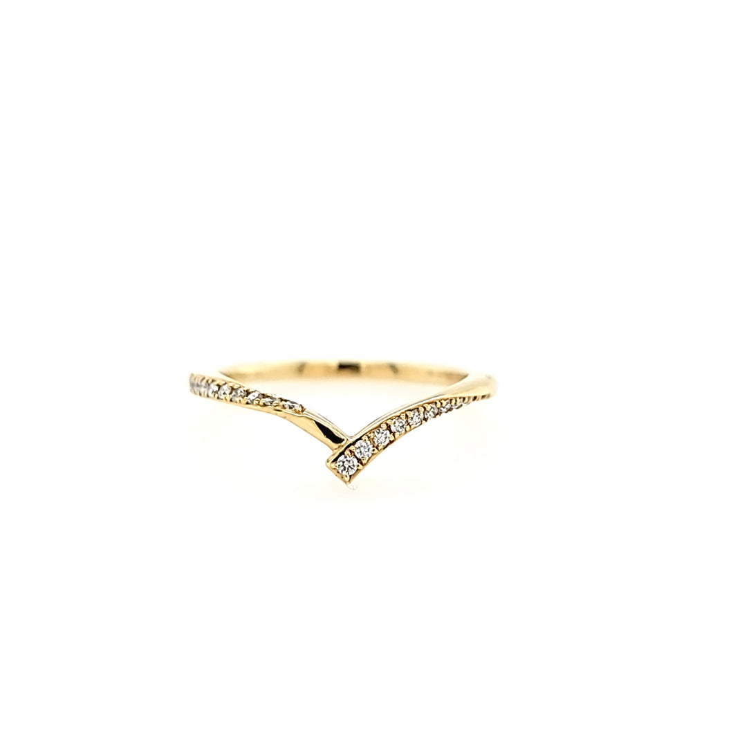 14k Yellow Gold Diamond V Ring (I6076)