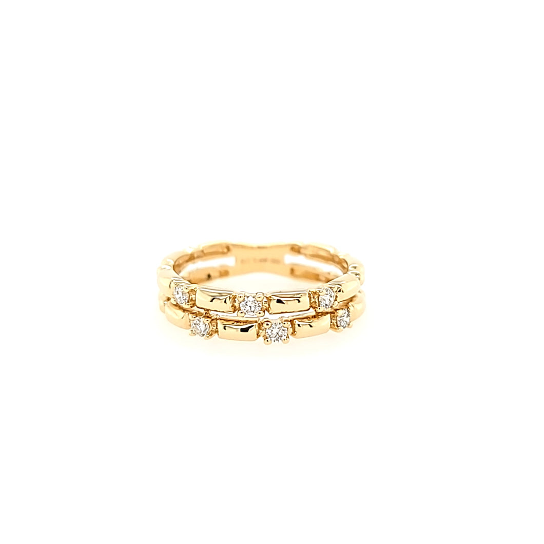 14k Yellow Gold Segmented Double Band Ring (I7443)