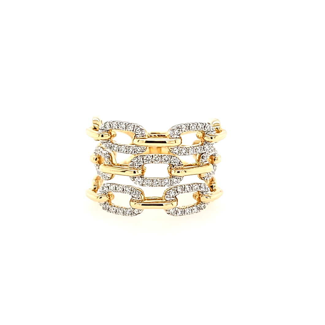 Yellow Gold Triple Chain Diamond Ring (I7206)