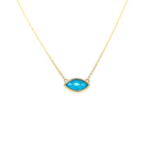 Load image into Gallery viewer, Yellow Gold Marquise Turquoise Necklace (I7689)
