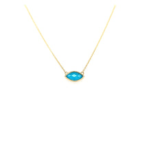Load image into Gallery viewer, Yellow Gold Marquise Turquoise Necklace (I7689)
