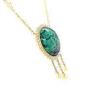 Load image into Gallery viewer, 18k Yellow Gold Azurite Malachite Cabochon Necklace (I7691)
