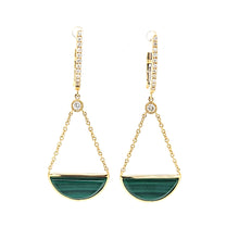 Load image into Gallery viewer, 18k Yellow Gold Malachite Dangle Earrings (I7694)
