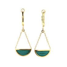 Load image into Gallery viewer, 18k Yellow Gold Malachite Dangle Earrings (I7694)
