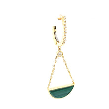 Load image into Gallery viewer, 18k Yellow Gold Malachite Dangle Earrings (I7694)
