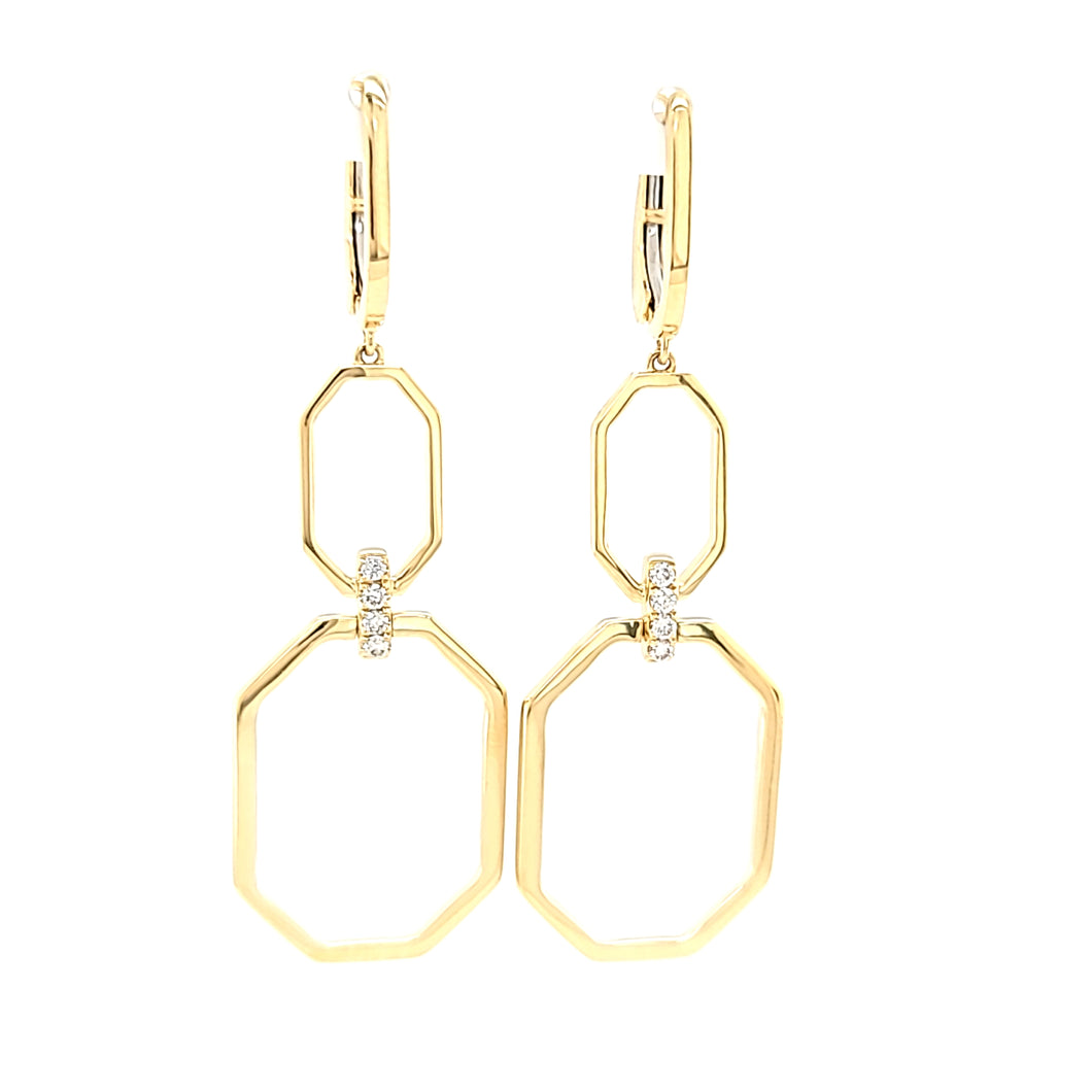 Yellow Gold Octagon Dangle Earrings (I7686)