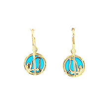 Load image into Gallery viewer, 14k Yellow Gold Turquoise Drop Earrings (I7687)

