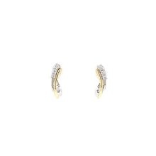 Load image into Gallery viewer, Two Tone Diamond Twist Huggie Earrings (I6226)
