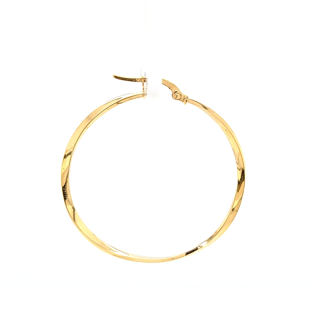 14k Yellow Gold Medium Twisted Hoop Earrings (I7404)