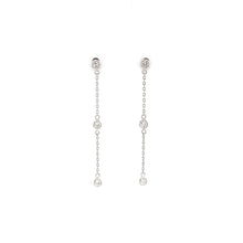 Load image into Gallery viewer, 14k White Gold Diamond Bezel Chain Dangle Earrings (I5832)

