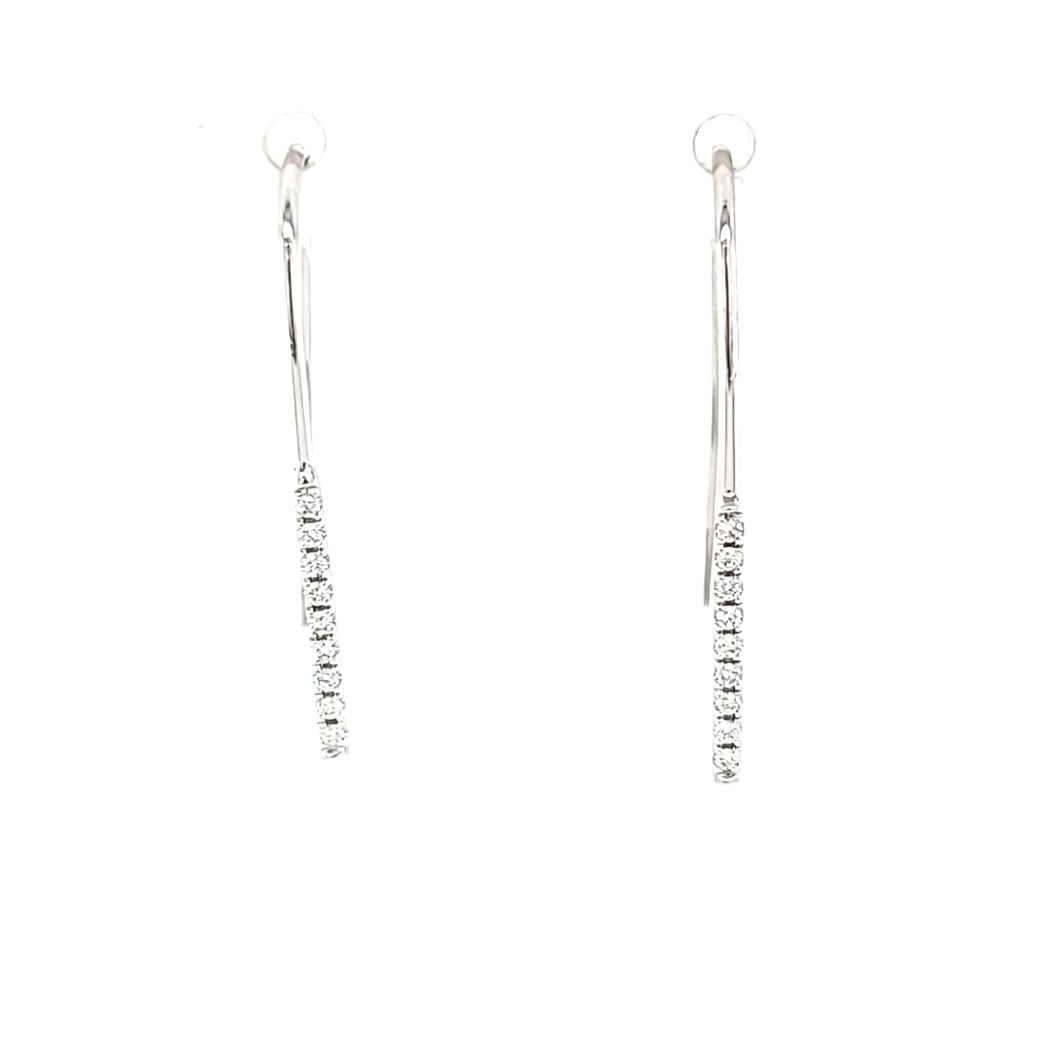 White Gold Diamond Bar Wire Earrings (I7591)