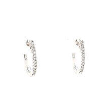 Load image into Gallery viewer, 14k White Gold Small Diamond Hoop Earrings (I7557)
