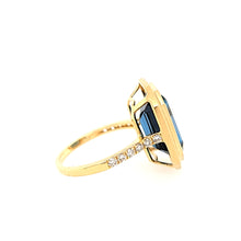 Load image into Gallery viewer, Yellow Gold Satin Finish London Blue Topaz Ring (I7734)
