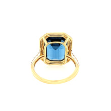 Load image into Gallery viewer, Yellow Gold Satin Finish London Blue Topaz Ring (I7734)
