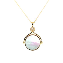 Load image into Gallery viewer, Yellow Gold Diamond Star &amp; Mother of Pearl Reversible Medallion Necklace (I7719)
