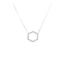 Load image into Gallery viewer, 14k White Gold Diamond Hexagon Necklace (I7732)
